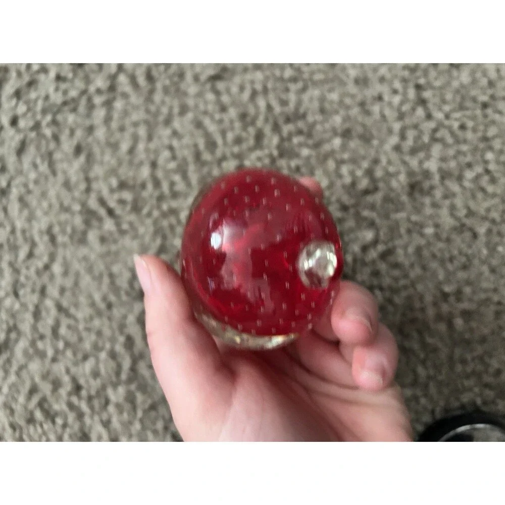 Vtg Art Glass Red Elephant Animal Figurine Paperweight Controlled Bubble